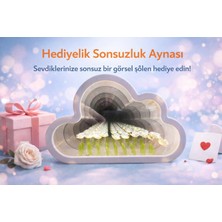 Tekno Hediye Sonsuzluk Aynalı Bulut Gece Lambası LED Işıklı Çiçekli Dekoratif Masa Lambası 3 Modlu