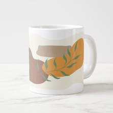 Tp Abstract Botanical Line Art Temalı Porselen Kupa Bardak