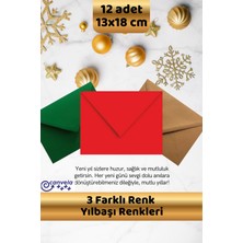 İstisna Yeni Yıl Yılbaşı Temalı Davetiye Zarfı Mektup Zarf 13x18 Cm 3 Farklı Renk
