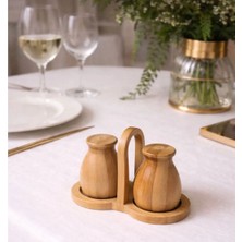 Kitchen Pembelia Orjinal Bambu Standlı Tuzluk Biberlik Set Tuzluk Takımı Bambu Tuzluk Biberlik