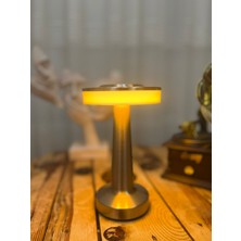 EyluX Shop Dekoratif Şarjlı Dokunmatik 3 Renkli LED Masa Lambası Usb-Typec Kablolu Abajur Gecelambası Şarjlı