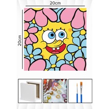 Corvo Sayılarla Boyama Seti Numaralı Tuval Fırça Boya 20X20 cm - Sünger Çiçekler