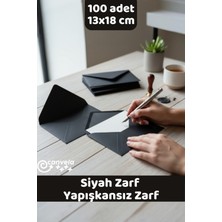 İstisna 100 Adet Siyah Zarf 13x18 cm Mektup Kartpostal Davetiye Zarfı