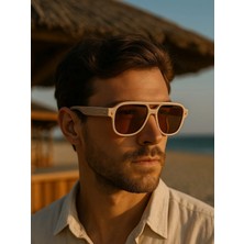 Marsilyan Marco Unisex Krem Çerçeveli Erkek Güneş Gözlüğü – UV400 Korumalı, Retro Stil