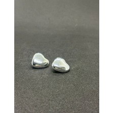 Boncukcu Abla Gümüş Kabartmalı Kalpli Bombeli Tasarım Düğme 2 Cm.(2 Adet) Bd:42