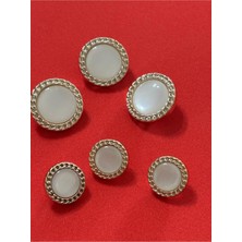 Boncukcu Abla 6'lı Takım 3 Büyük 2,5 cm 3 Küçük 1,7 cm Kaplama Gümüş Detay Içi Taşlı Tasarım DÜĞME(BD24)