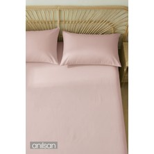 Anılsan Camelia Çift Kişilik Düz Ranforce Çarşaf Set- Pudra %100 Pamuk