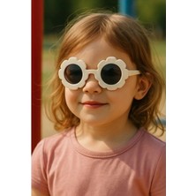 Marsilyan Kids Güneş Gözlüğü Beyaz Papatya Çerçeve UV 400 Korumalı CE Belgeli Güneş Gözlüğü Unisex
