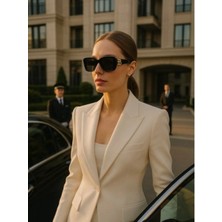 Marsilyan Bb Cool Kadın Güneş Gözlüğü Gold Metal Bb Detay Siyah Çerçeve Uv 400 Korumalı Ce Sertifikalı