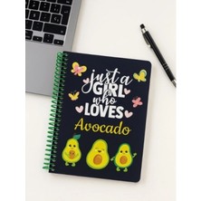 Marsilyan Just A Girl Who Loves Avocado Tasarımlı Spiralli Kareli Defter – 80 Yaprak, 160 Sayfa (18 x 24 cm)