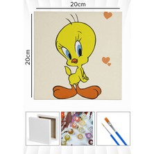 Corvo Sayılarla Boyama Seti Numaralı Tuval Fırça Boya 20X20 cm - Sarış Kuş