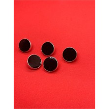 Boncukcu Abla Gümüş Metal Çerçeveli Siyah Kaplama Düğme 1,5cm. 5 Adetbd:48
