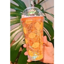 Marsilyan Beach Temalı Suluk Pipetli Buzlu Cam Görünümlü Led Işıklı 450 ML Çift Katman Mika 2768