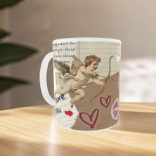 Uçan Kupa Eros (Aşk Meleği) Tasarımlı Porselen Kupa Romantik Sevgililer Günü Kupası