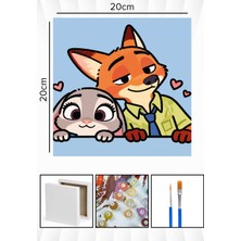Corvo Sayılarla Boyama Seti Numaralı Tuval Fırça Boya 20X20 cm - Tavşan ve Tilki