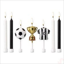 Süsle Bebek ve Parti Siyah Beyaz Futbol Temalı 7 Parça Doğum Günü Mum Seti