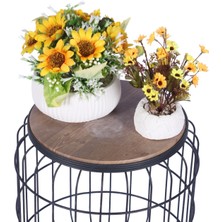 Yapay Çiçek Sitesi Beton Saksılı Yapay Çiçek 2li Set Model 1