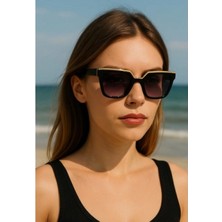 Marsilyan Lena Kadın Güneş Gözlüğü Gold Üst - Siyah Çerçeve Orta Boy UV 400 Korumalı CE Sertifikalı Güneş