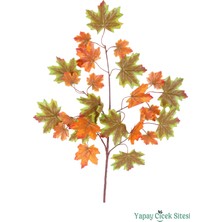 Yapay Çiçek Sitesi Yapay Çınar Ağacı Dalı 25 Yapraklı 70 cm 12 Adet Yeşil-Turuncu