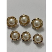 Boncukcu Abla 6'lı 3 Büyük 2 cm 3 Küçük 1,6 cm Sedef Kaplama Gold Kıvırımlı Çerçeveli Tasarım DÜĞME(BD36)