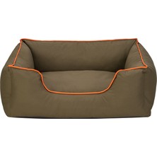 Sptrns Pet Comfort Alpha  Köpek Yatağı Haki W Turuncu Biye M 80X65CM