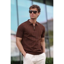 Aziso Erkek Polo Yaka Yarım Fermuarlı T-Shirt