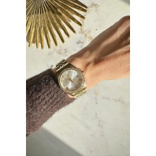 Oqqo Myra Çift Tarih Göstergeli Gold Kadın Kol Saati