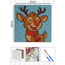 Corvo Sayılarla Boyama Seti Numaralı Tuval Fırça Boya 20X20 cm - Kırmızı Burunlu Geyik