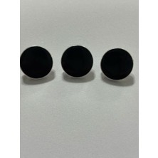 Boncukcu Abla 3 Lü Siyah Sedef Düğme Gümüş Metal Çerçeveli 2 CM.(BD17)