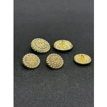 Boncukcu Abla Gold Üzeri Kristal Taşlı Özel Tasarım Kaban Ceket Trençkot Düğme 5 Adet (2 Büyük 3 Küçük Boy) Bd:45