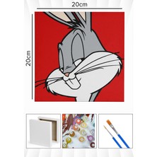 Corvo Sayılarla Boyama Seti Numaralı Tuval Fırça Boya 20X20 cm - Kırmızı Bunny