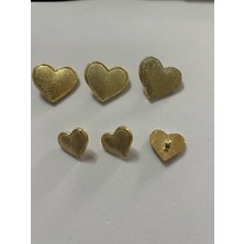 Boncukcu Abla 6'lı Takım 3 Büyük 2,5 cm 3 Küçük 2 cm Gold Tırtıklı Tasarım DÜĞME(BD27)