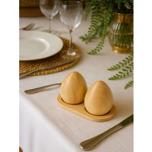 Kitchen Pembelia Orjinal Bambu Standlı Tuzluk Biberlik Set Tuzluk Takımı