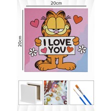 Corvo Sayılarla Boyama Seti Numaralı Tuval Fırça Boya 20X20 cm - I Love You Garfıeld