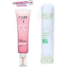 Pure Beauty, cc Krem, SPF50, Ivory 30 ml + Watsons, Organik, Yuvarlak Makyaj Pamuğu 100 Adet