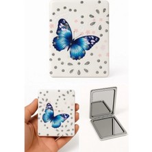 Marsilyan Kelebak Tasarımlı Simli Büyüteçli Pratik Mini Cep Çanta Makyaj Aynası