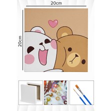 Corvo Sayılarla Boyama Seti Numaralı Tuval Fırça Boya 20X20 cm - Sevgili Ayılar