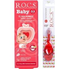 R.o.c.s Baby 0-3 Yaş Elma Püresi Tadında Diş Macunu 45G ve Diş Fırçası Seti - Kırmızı