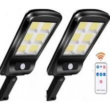 Marsilyan 2 Adet Büyük Boy 128 Led Solar Bahçe Sokak Lambası Hareket Sensörlü Kumandalı 3 Modlu Güneş
