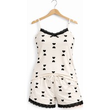 Belpa Sıla Sella Bamboo Kadın Şortlu Pijama Takımı – Askılı Dantel Detaylı