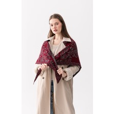 Wega Moda Desenli Üçgen Çift Taraflı Omuz Şalı – Kadın Triko Atkı