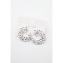 Beta Moda Hub Zirkon Taşlı Küpe - Gümüş