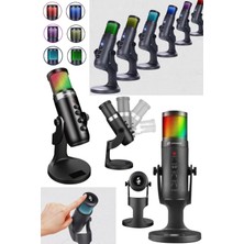 Munico Canlı Yayın Için Kulaklıklı Profesyonel USB Mikrofon Rgb Pc Video Konferansını Kaydetmek Için Rgb