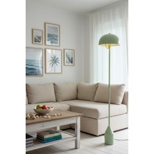 Luzarana Toms Yeşil Lambader  Modern Dekoratif Metal Tasarım Şık Yerden Aydınlatma Lambası