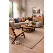 Türkeri Halı Bali Serisi Vizon Rengi Mikrofiber Antialerjik Düz Renk Halı