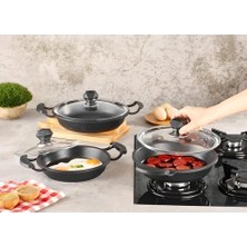 Kahramanlar Planet Store Motto 3’lü Sahan Seti | Granit Kaplama, Yapışmaz, Indüksiyon Uyumlu, Dayanıklı Tava Sahan Seti