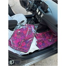 Normadia Pembe Kilim Desenli Dekoratif Oto Halı Paspas Takımı Seti