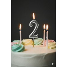 Akdeniz Home Gümüş Rakam Mum - Metalik Gri Pasta ve Doğum Günü Mumu (0-9 Seçenekli)