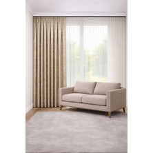 Perde Merkezi Bulut Krem Bej Fon Perde Salon ve Misafir Odalarına Uygun 1/3 Sık Pileli Tek Kanat Lüks Modern Fon Perde