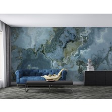 Grown Mavi Soyut Mermer Desenli Duvar Kağıdı - Mutfak ve Banyo